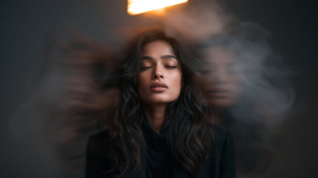 Woman with Motion Blur Representing Mental Health and Overthinking