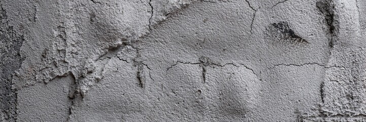 Cracked plaster wall texture showing peeling gray paint and rough cement surface © Harry