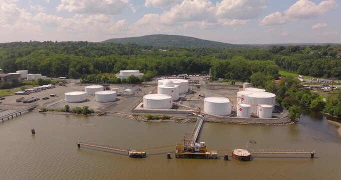 Fuel Depot and white storage tanks in Newburgh New York