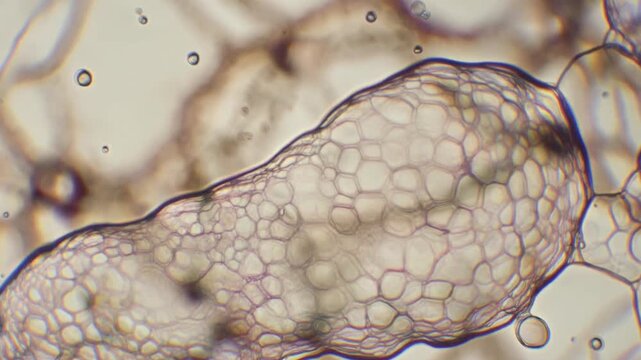 Firefly Extreme macro footage focused on the surface of one single human stem cell