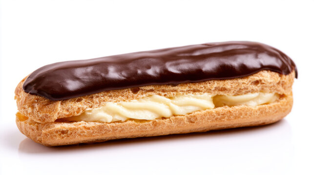 eclair with chocolate glaze and cream filling
