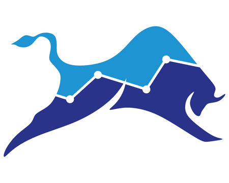 Vector illustration design of a bull incorporating a candle shape into its logo, serving as the basis for chart calculations.