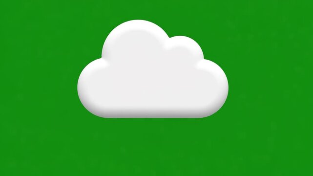 White cloud floating on a green screen background for weather graphics