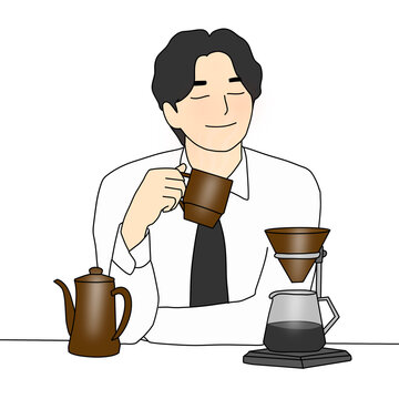 man drinking coffee