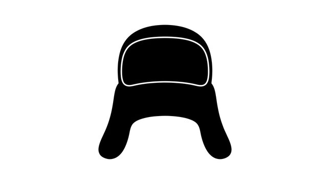 Black silhouette of an ushanka winter hat with ear flaps. Excellent for cold weather themes, winter fashion, snow activities, and cozy designs