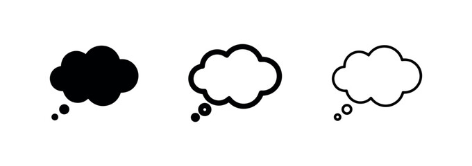 Cloud thought bubble icon set. Brainstorming and communication symbol. Speech balloon vector illustration. © liubomir118809