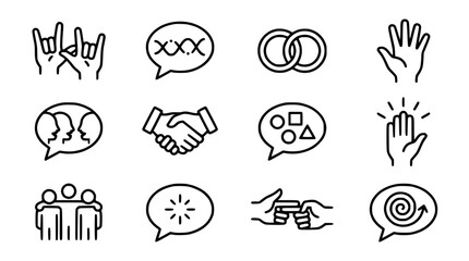 Fototapeta premium Set of Icons: Communication, Relationships, Partnership, and Connection Symbols
