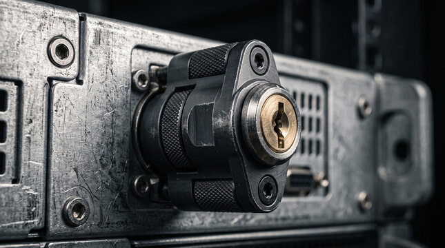 Security cam lock on industrial server chassis,