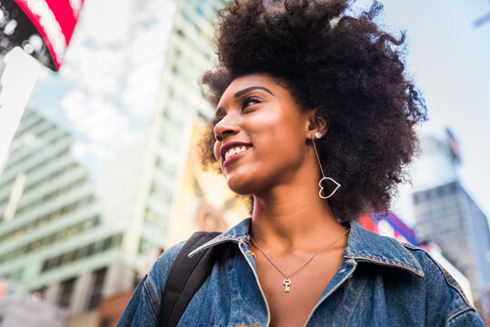 Beautiful black young woman in New York city