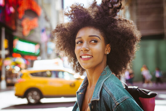 Beautiful black young woman in New York city