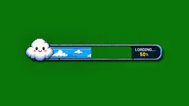 Cute Pixel Art Cloud Game Loading Screen