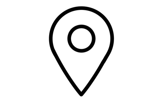 Black outline location pin map marker icon transparent background