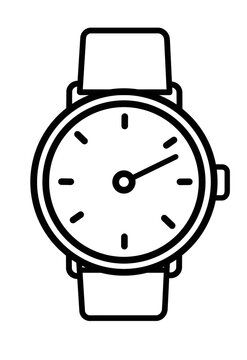 Black outline wristwatch with strap icon transparent background