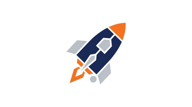 Technology - Modern rocket ship logo vector design and illustration