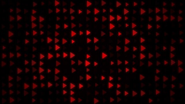 Glowing red triangle shapes pulsing on dark background, concept for modern technology, digital art and motion