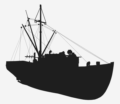 Silhouette mit einem Krabbenkutter