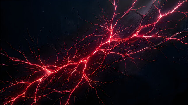 Neon lightning or neuron network abstract art