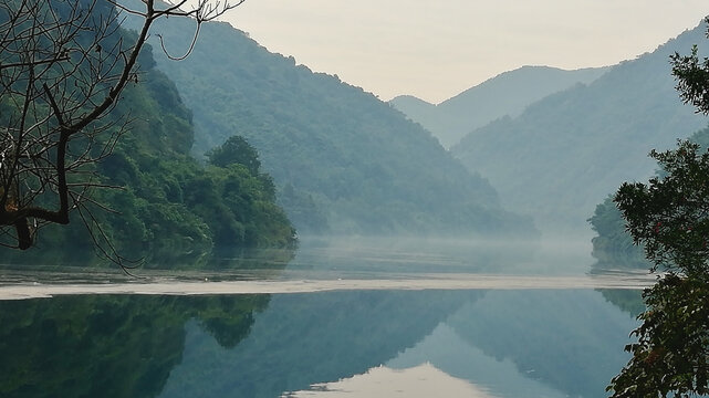Misty Morning on Xiaodongjiang River, Chenzhou Hunan