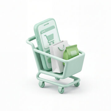 Complete online shopping. 3d icon on white background