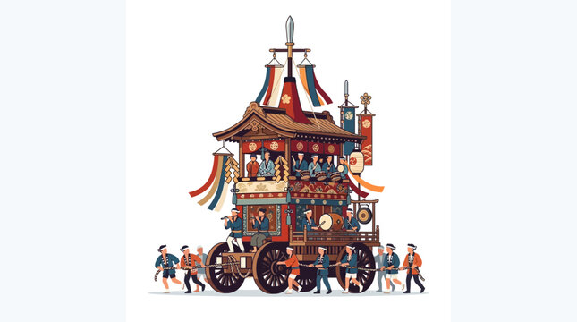Large traditional Japanese Gion Matsuri parade float.