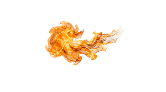 Bright Orange Flame Wave in White Space