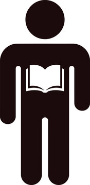 Person reading a book icon symbol vector with vector illustration of a stick figure