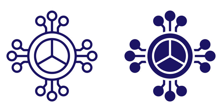 Smart Technology Network png Icon. Modern Artificial Intelligence and Data Network Symbol. Outline and Solid Engineering Graphic on Transparent Background.