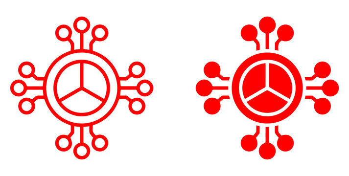 Smart Technology Network png Icon. Modern Artificial Intelligence and Data Network Symbol. Outline and Solid Engineering Graphic on Transparent Background.