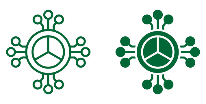 Smart Technology Network png Icon. Modern Artificial Intelligence and Data Network Symbol. Outline and Solid Engineering Graphic on Transparent Background.
