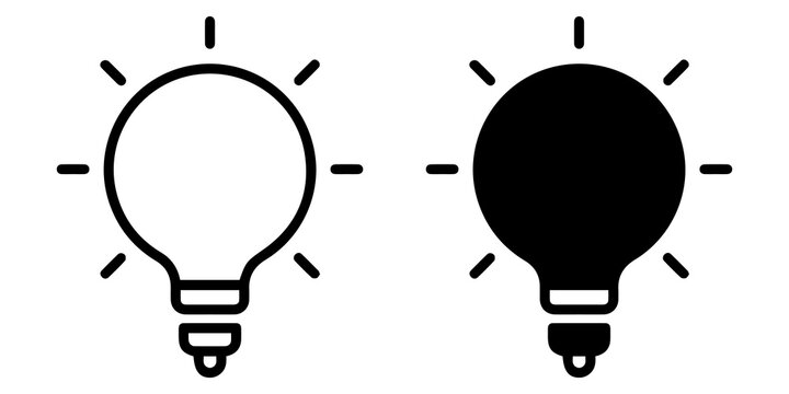 Light bulb idea and innovation icon collection featuring outline and solid symbols for business creativity and inspiration png.