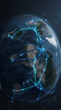 SD WAN Intelligent Data Routing Across a Global Network Map