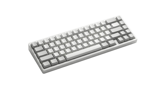 White Computer Keyboard with Numeric Keypad on White Background
