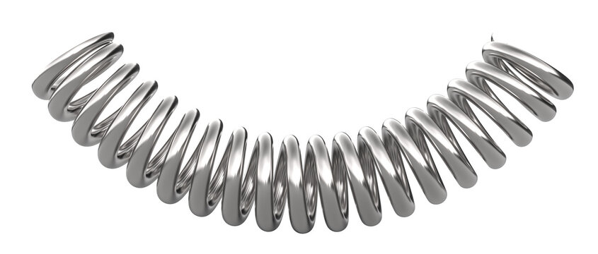 Silver metal spring bent isolated 3d