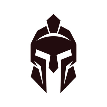 Spartan warrior helmet silhouette vector graphic symbol with gladiator helmet