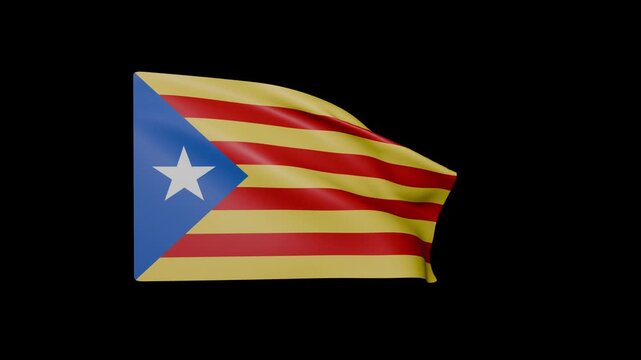 Waving Catalan Independence Flag Estelada Blava Icon