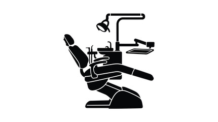 Fototapeta premium Dental chair silhouette featuring professional medical equipment for patient examination and oral healthcare procedures.