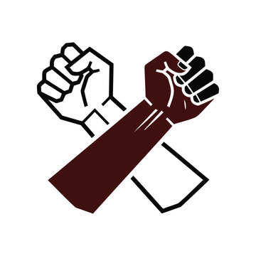Crossed raised fists vector illustration representing unity and protest with crossed arms