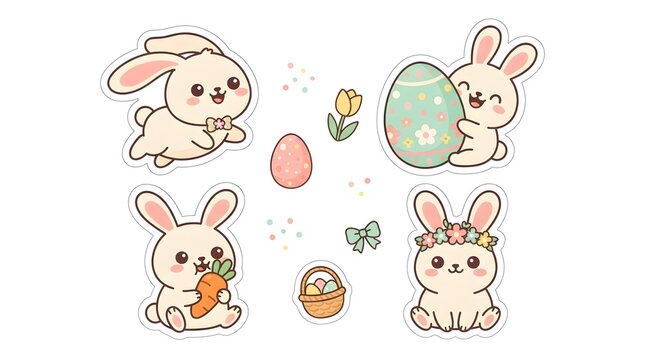 Easter bunny sticker set
