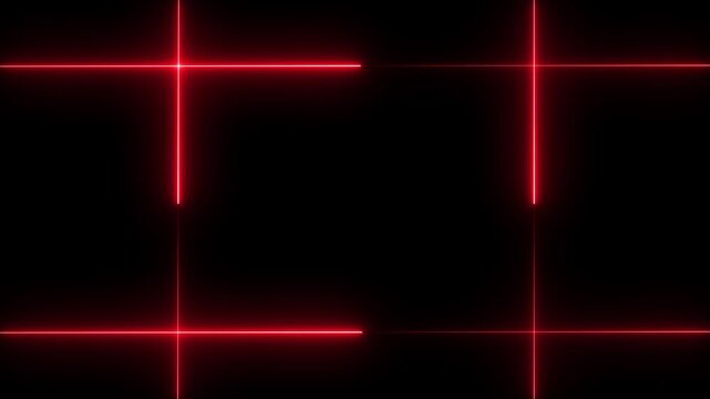 Abstract red neon light lines forming a glowing frame