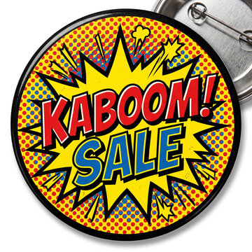 Kaboom Sale Button Comic Book Style Explosion Retail Discount