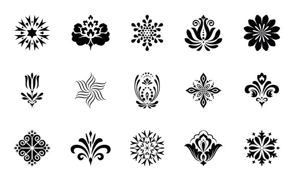 Flower icons set. Isolated elements for design. Vector graphics. Flower collection