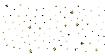 Abstract background featuring a pattern of gold, silver and black stars against a white backdrop. Perfect for holiday th © vegefox.com