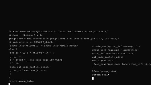 Computer code scrolling terminal screen with red error 404 alert bar for hacking simulation and technology background