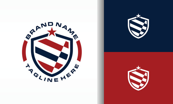 Shield Emblem Logo with Star and Stripes