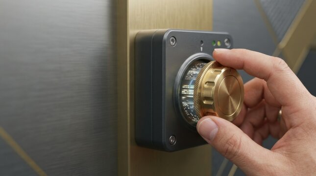 Hand holding knob to door representing credential rotation by regularly replacing old authentication for security