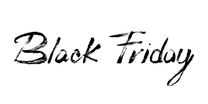 Black Friday Text Calligraphy. Vector grunge brush stroke lettering for sale banners, retail promotions, advertising and shopping campaigns.