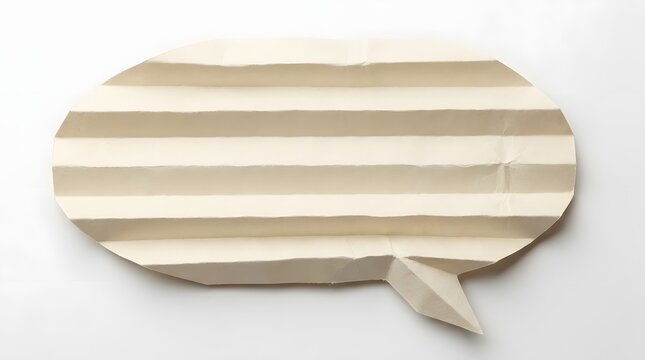 A speech bubble shape with a striped pattern isolated on a plain white background