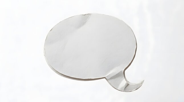 A single blank white speech bubble isolated on a plain white background for design projects