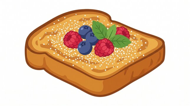 Toast with Berries and Sesame Seeds: A delightful slice of golden-brown toast is generously spread with a creamy topping, adorned with fresh blueberries, vibrant raspberries.