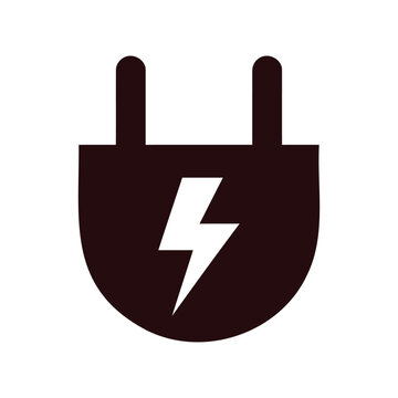 Electric plug icon with lightning bolt vector illustration power plug energy icon